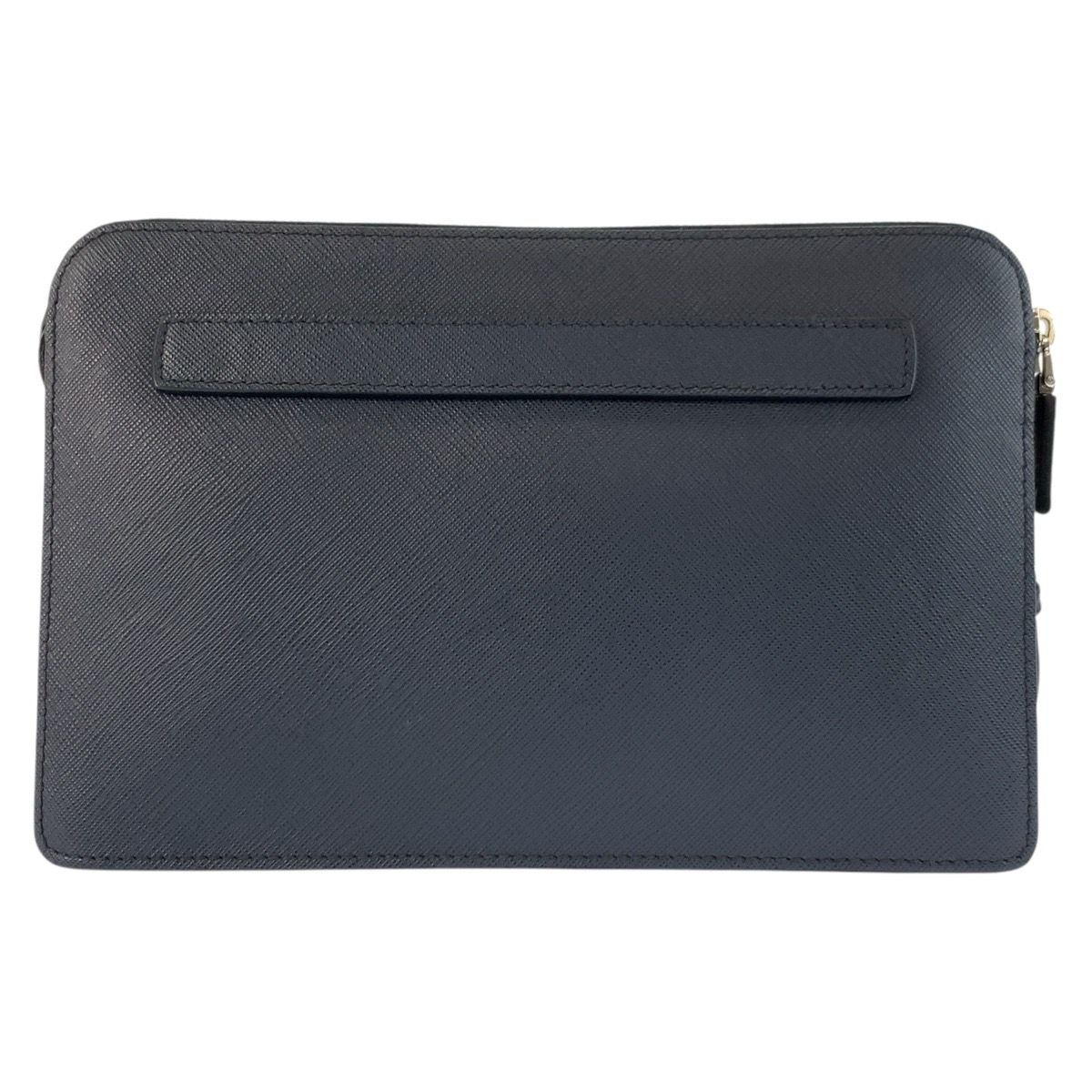 美品 PRADA プラダ サフィアーノ ネイビー シルバー金具 レザー