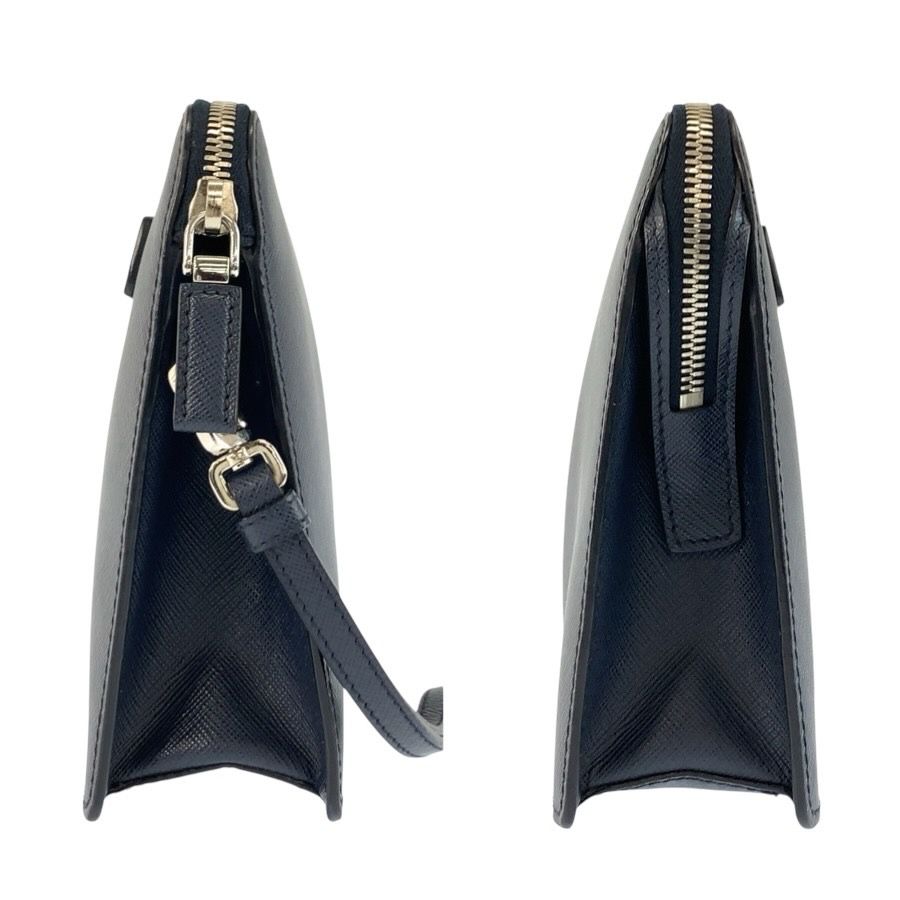 美品 PRADA プラダ サフィアーノ ネイビー シルバー金具 レザー