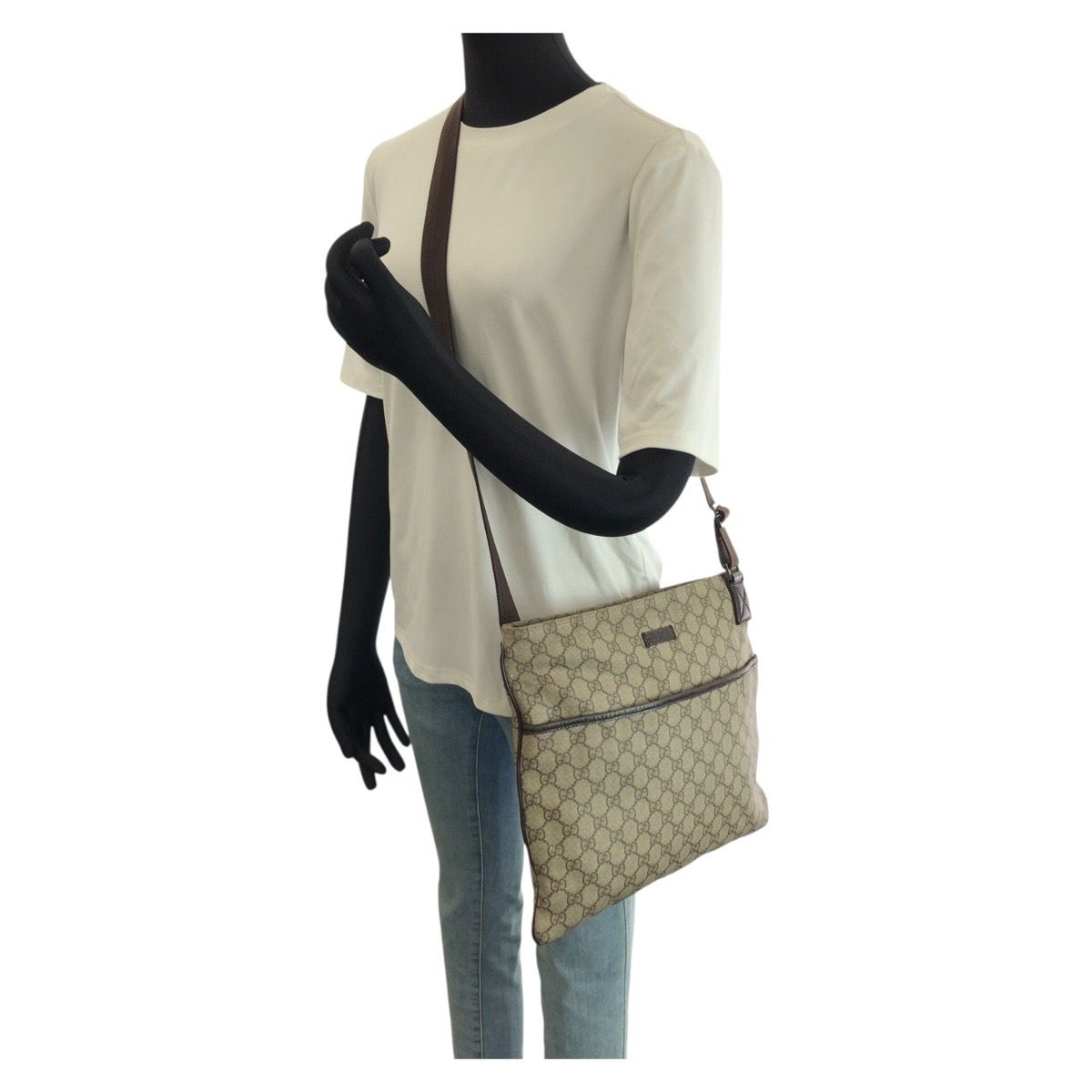 GUCCI グッチ ベージュ ダークブラウン GGスプリームキャンバス 141198
