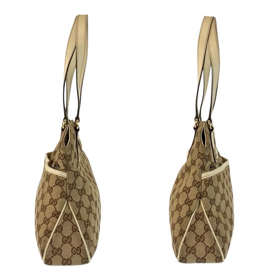 GUCCI グッチ ベージュ アイボリー ゴールド金具 GGキャンバス/レザー