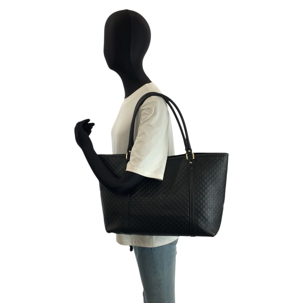 美品 GUCCI グッチ マイクログッチシマ ブラック 黒 ゴールド金具