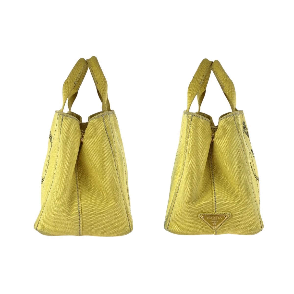PRADA プラダ カナパ 三角ロゴプレート 2way イエロー ゴールド金具