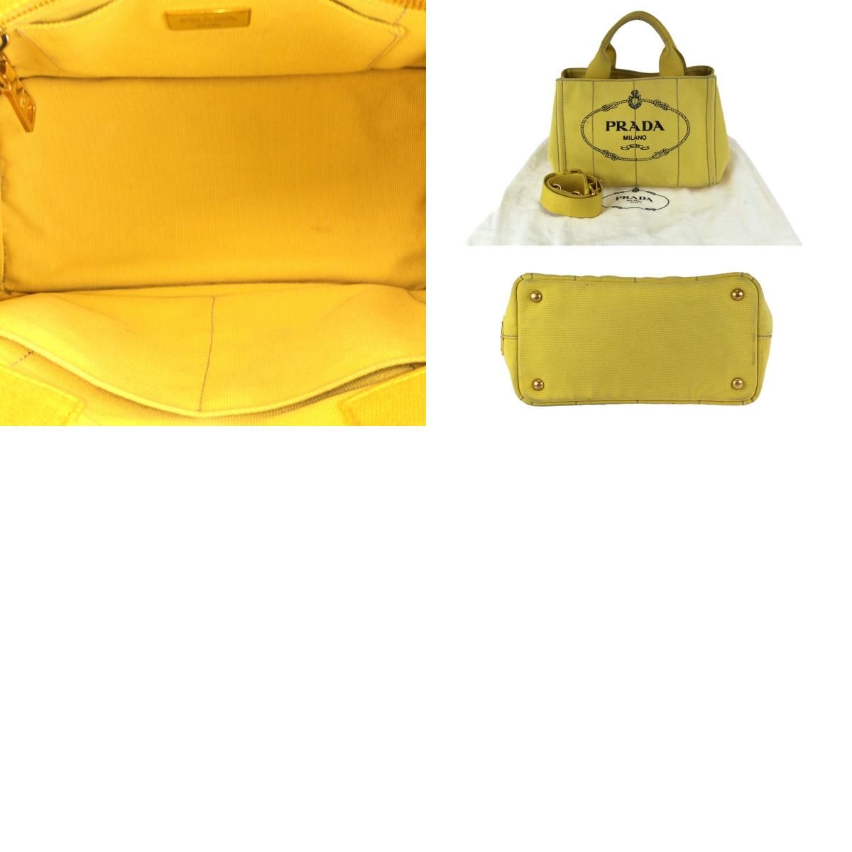 PRADA プラダ カナパ 三角ロゴプレート 2way イエロー ゴールド金具
