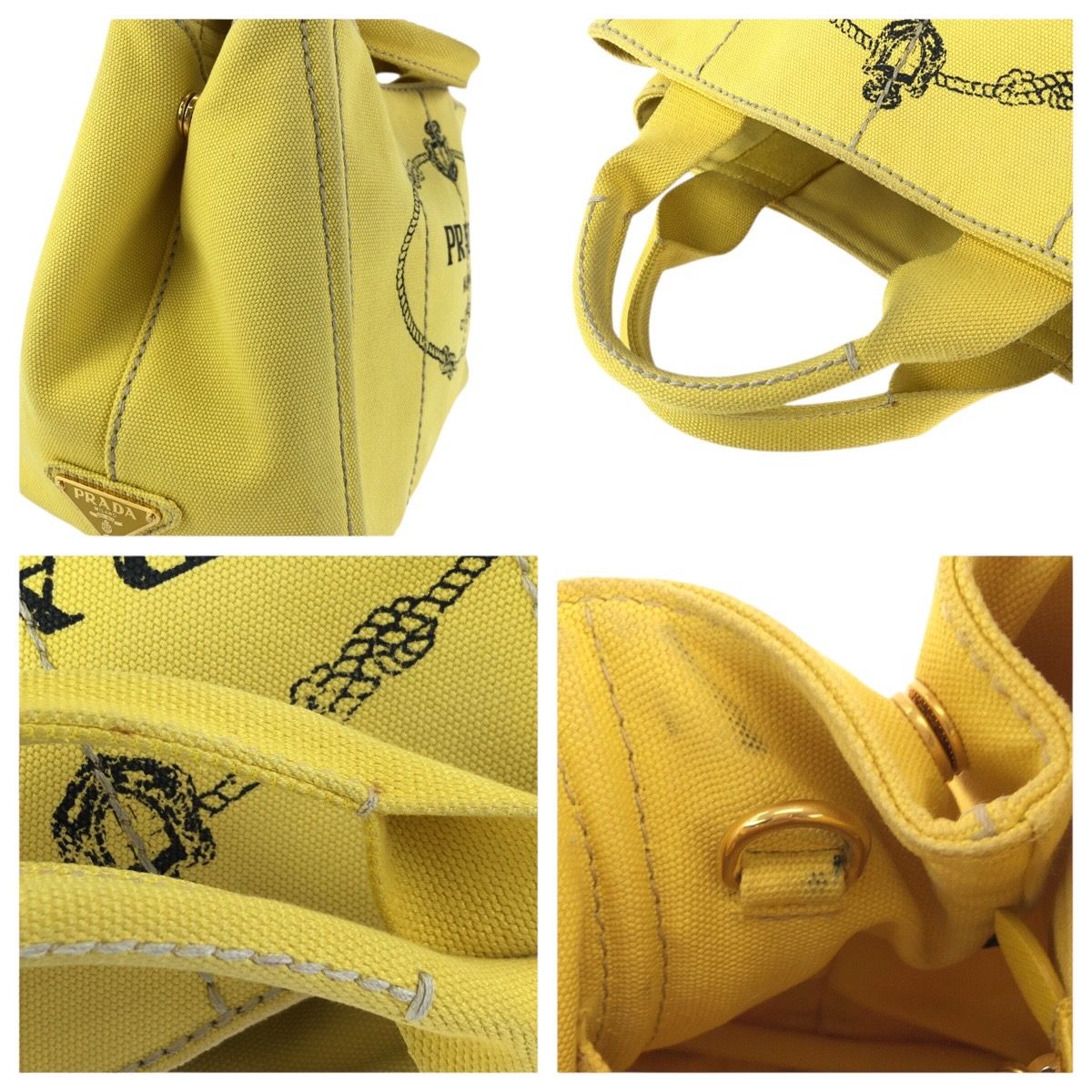 PRADA プラダ カナパ 三角ロゴプレート 2way イエロー ゴールド金具