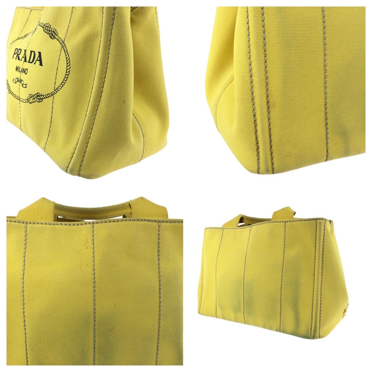 PRADA プラダ カナパ 三角ロゴプレート 2way イエロー ゴールド金具