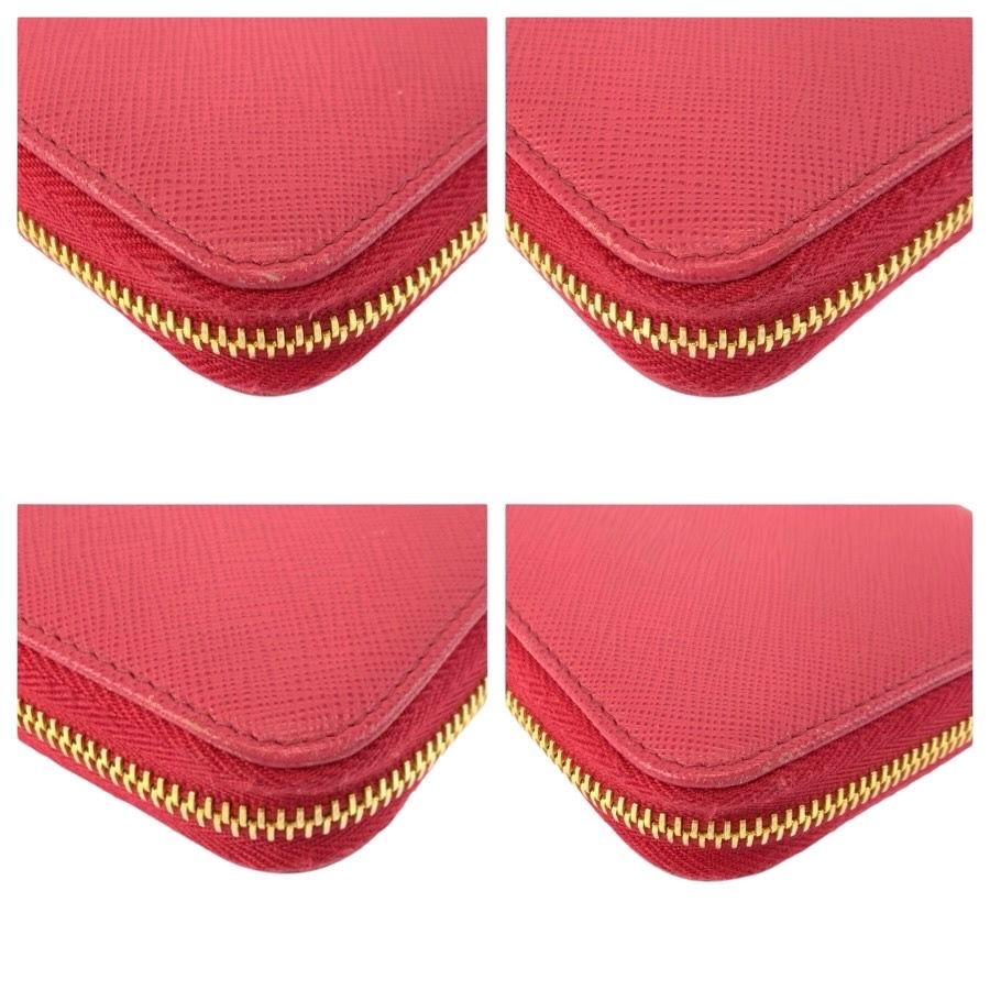 美品 PRADA プラダ サフィアーノ ピンク ゴールド金具 レザー 長財布