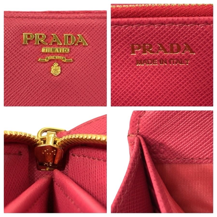 美品 PRADA プラダ サフィアーノ ピンク ゴールド金具 レザー 長財布