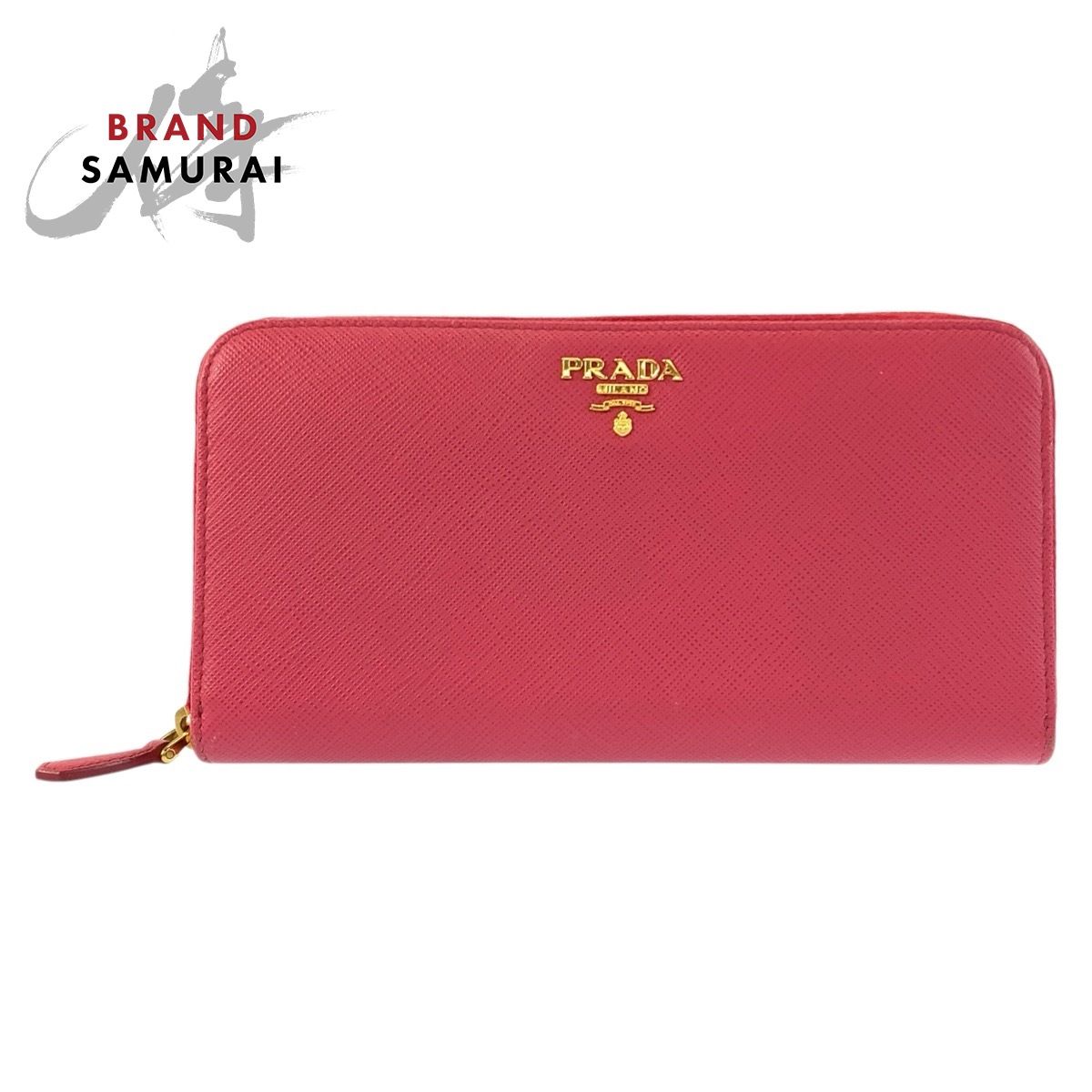 美品 PRADA プラダ サフィアーノ ピンク ゴールド金具 レザー 長財布