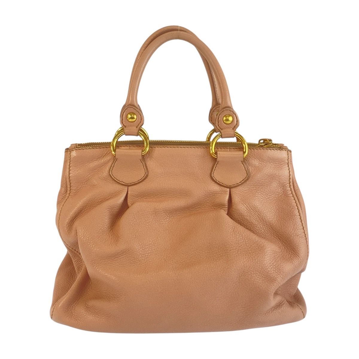 美品 MIUMIU ミュウミュウ ピンク ベージュ ゴールド金具 レザー
