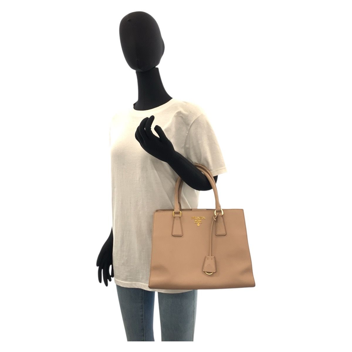 PRADA プラダ サフィアーノ ピンクベージュ ゴールド金具 レザー