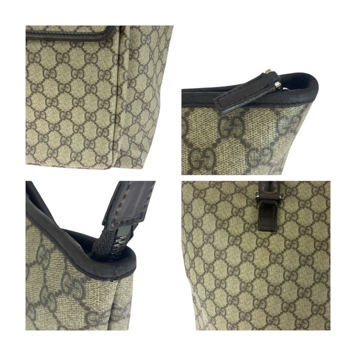 美品 GUCCI グッチ ベージュ ブラウン シルバー金具 GGスプリーム