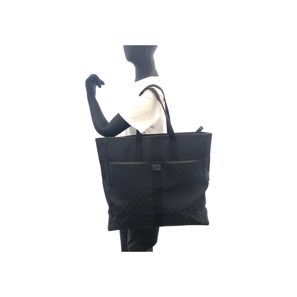 美品 GUCCI グッチ ブラック 黒 シルバー金具 GGキャンバス/レザー 