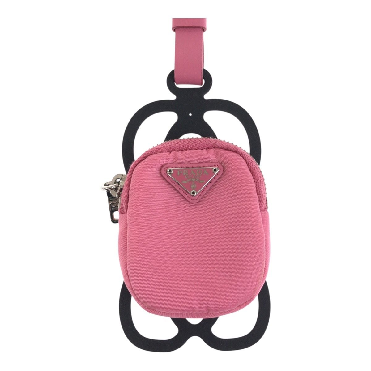 美品 PRADA プラダ テスート 三角ロゴプレート ピンク コインケース