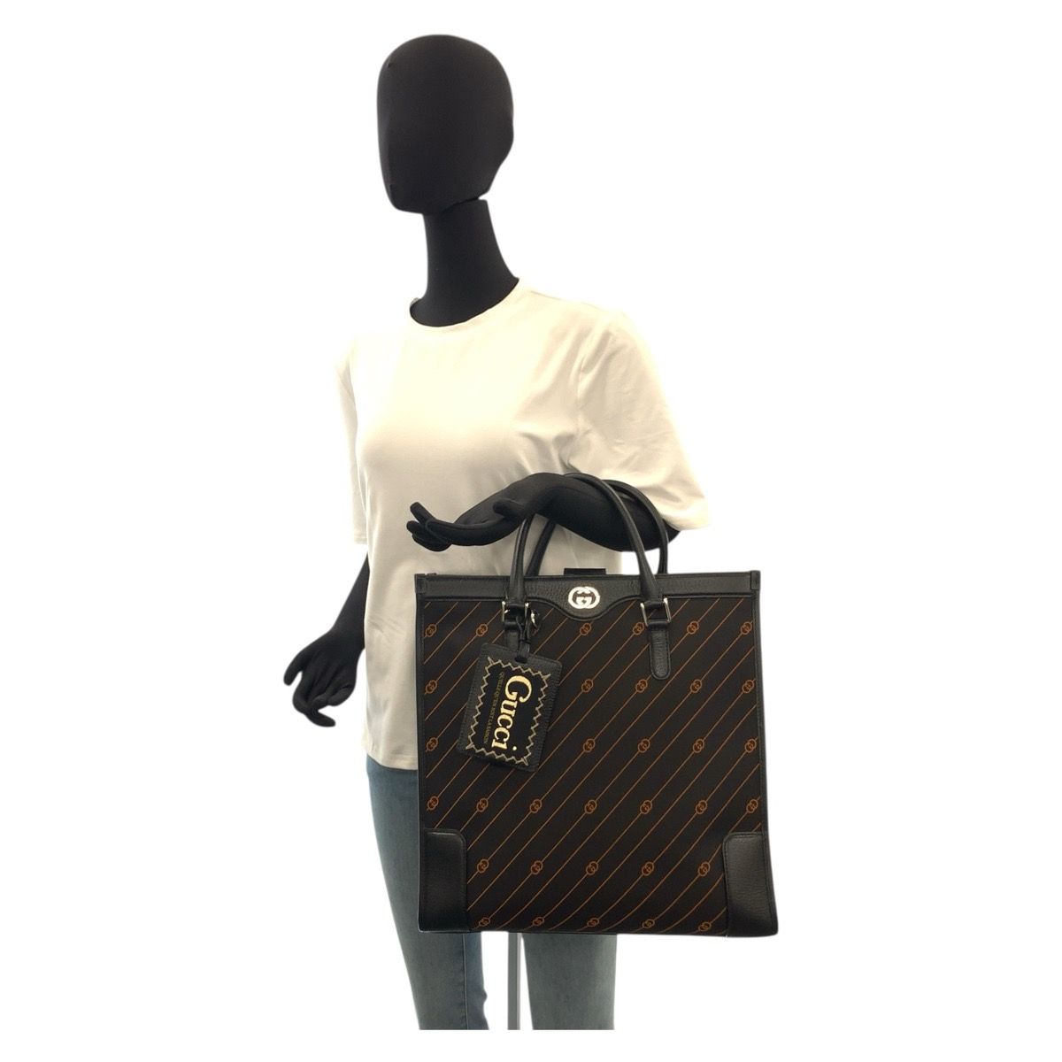 超美品 GUCCI グッチ インターロッキング ブラック キャンバス/レザー