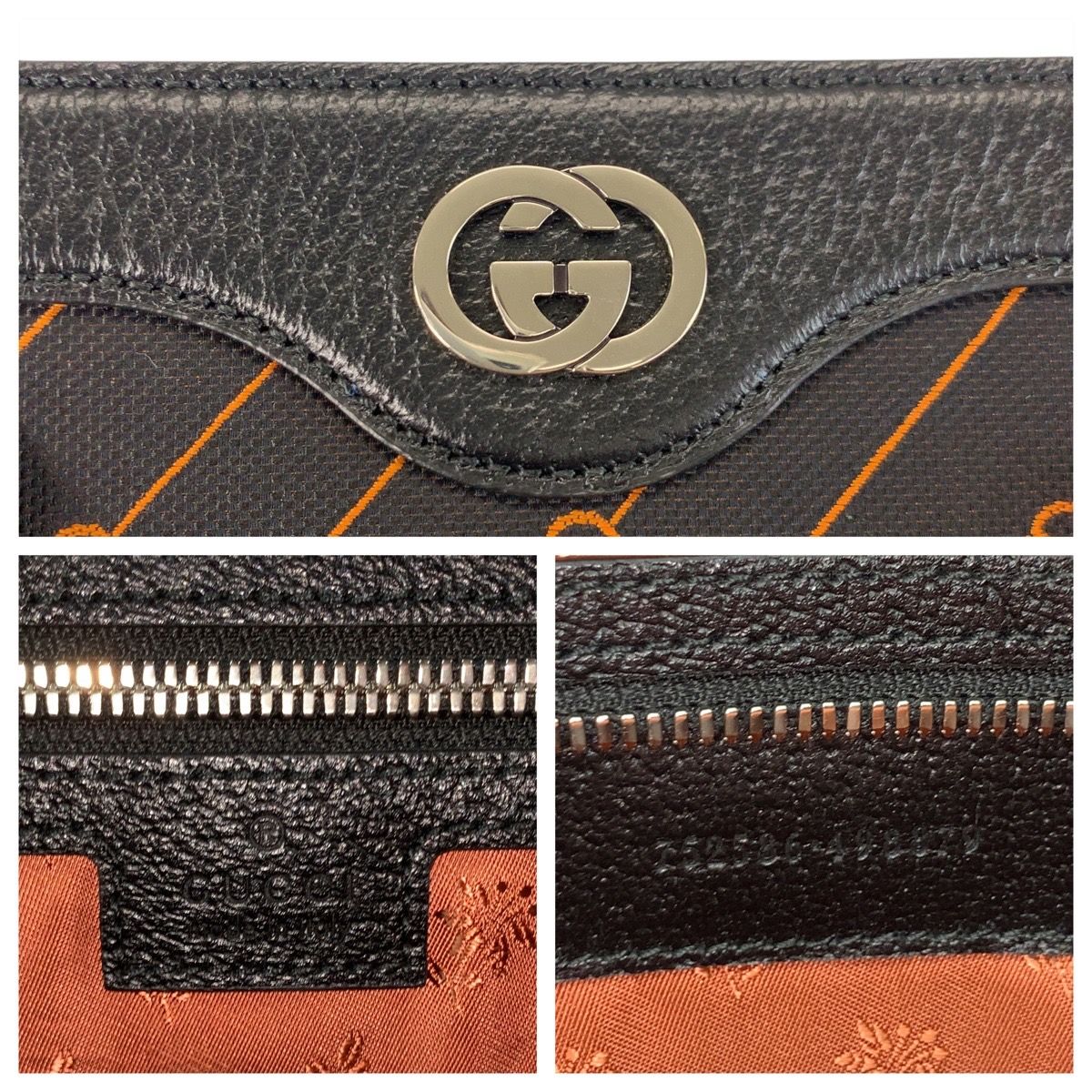 超美品 GUCCI グッチ インターロッキング ブラック キャンバス/レザー
