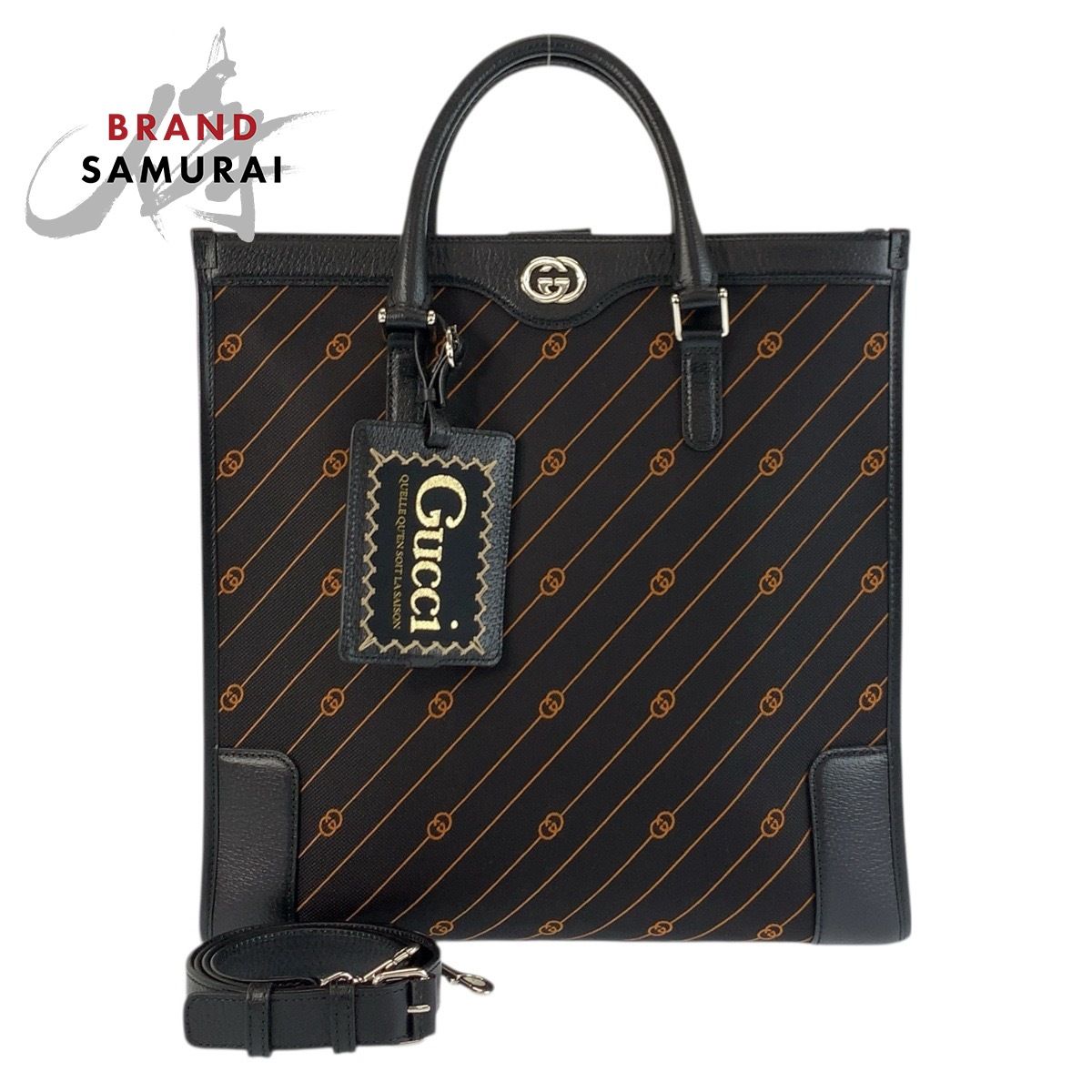 超美品 GUCCI グッチ インターロッキング ブラック キャンバス/レザー