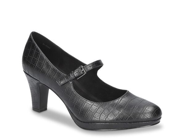 イージーストリート レディース シューズ パンプス Easy Street Zest Mary Jane Pump Black Croc Print Synthetic ブラック