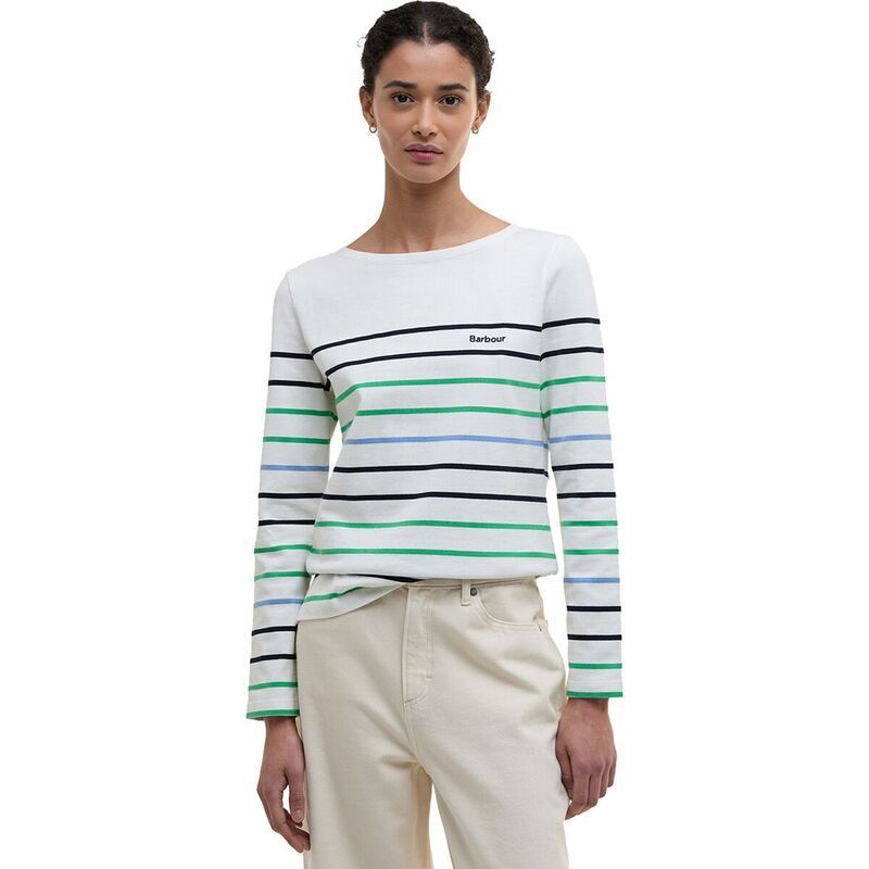 バブアー レディース トップス Tシャツ Barbour Hawkins Top Womens Cloud Stripe ストライプ