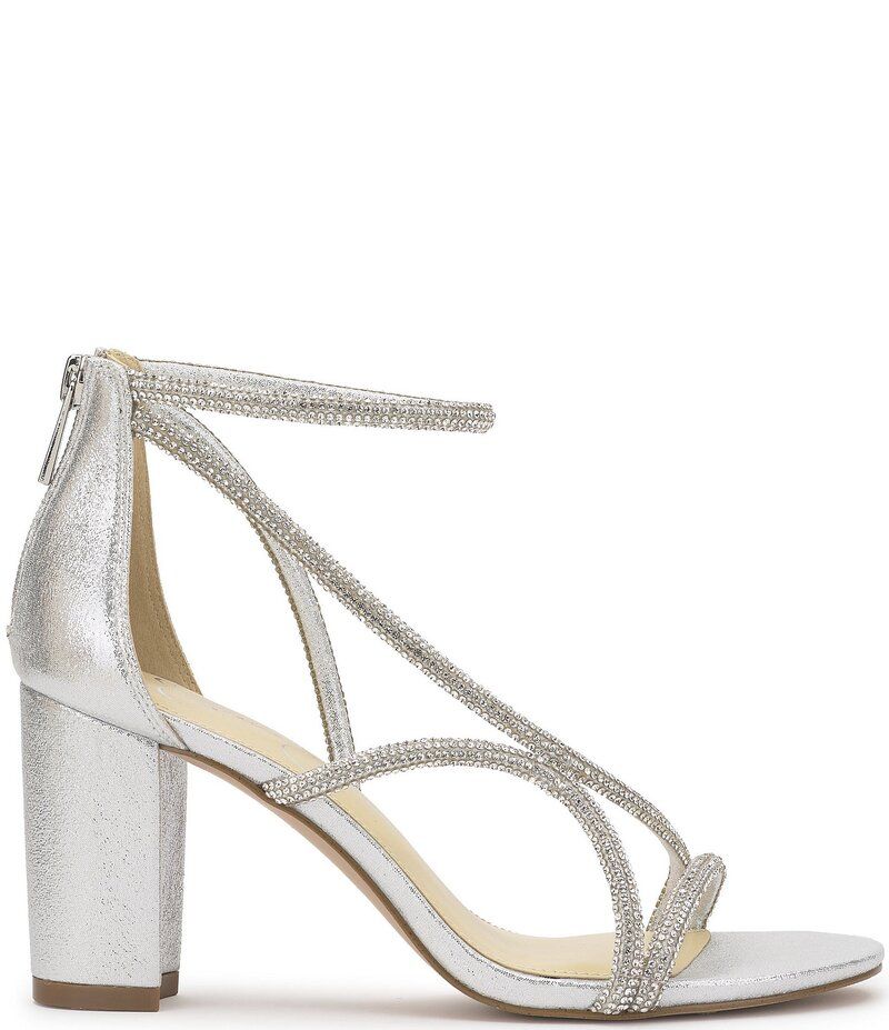 ジェシカシンプソン レディース シューズ サンダル Jessica Simpson Shiny Rhinestone Strappy Dress Sandals Silver シルバー