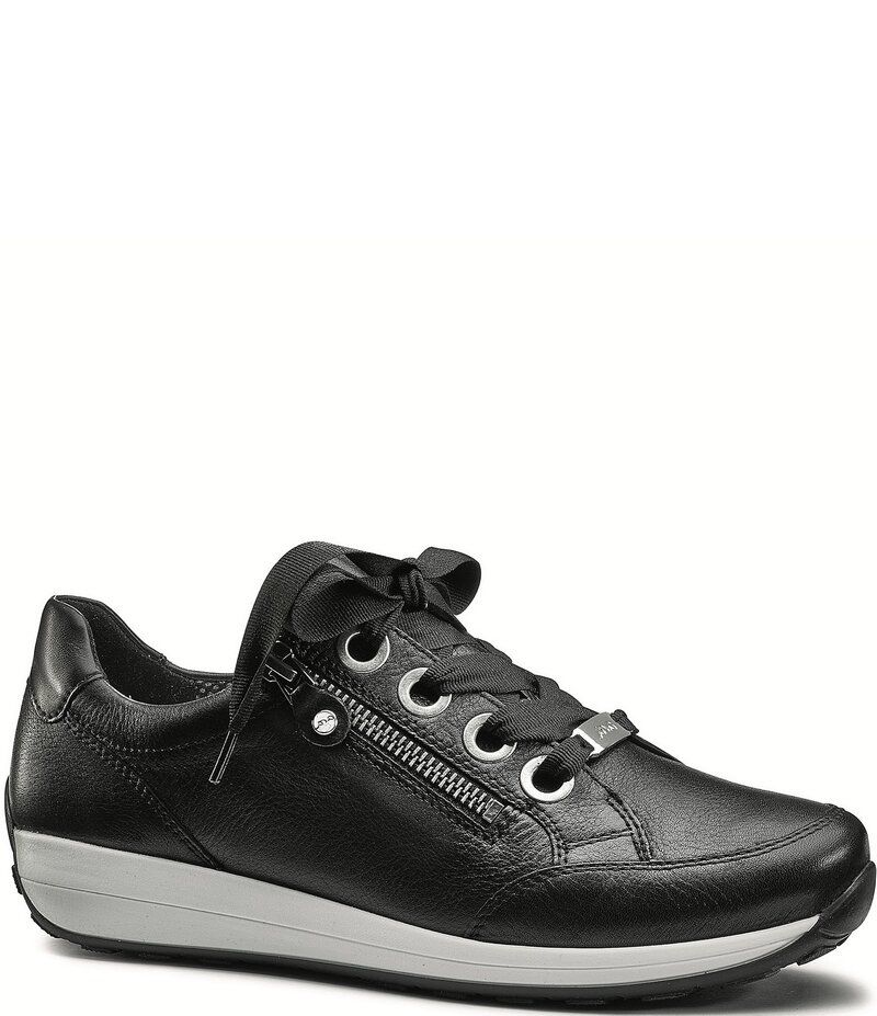 アラ レディース シューズ スニーカー レザー ara Ollie Leather Zip Sneakers Black ブラック