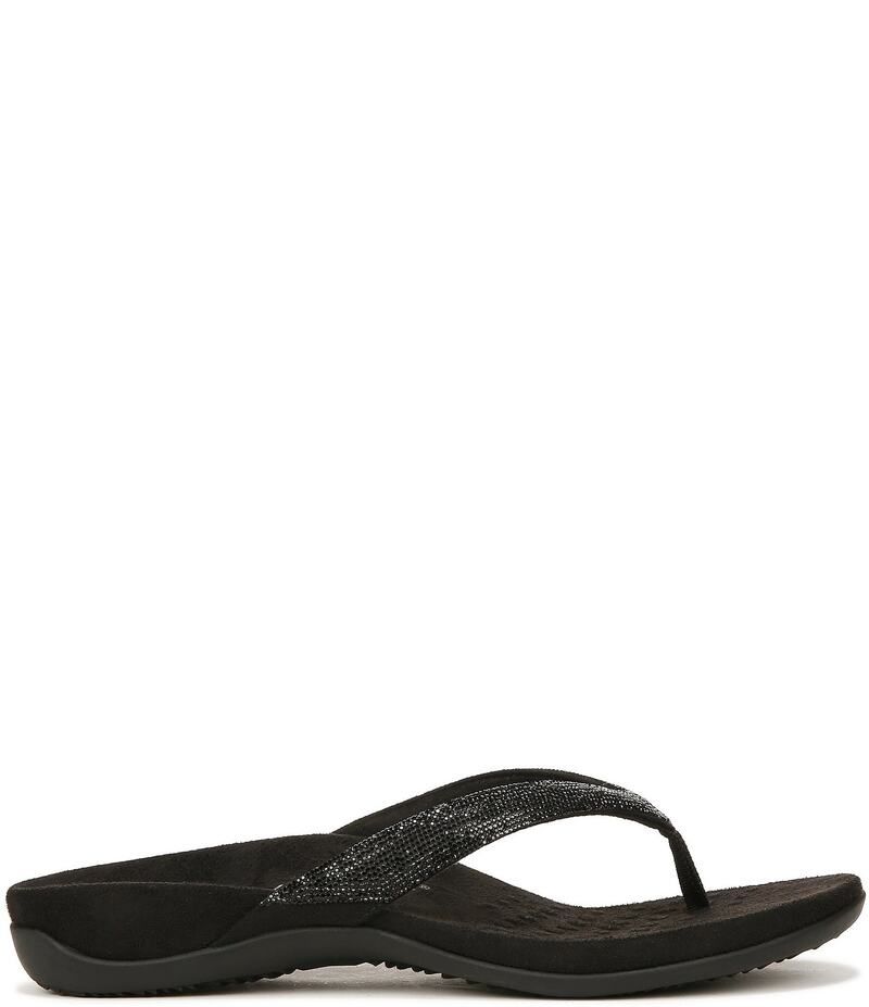 バイオニック レディース シューズ パンプス サンダル Vionic Dillon Shine Rhinestone Thong Sandals Black ブラック