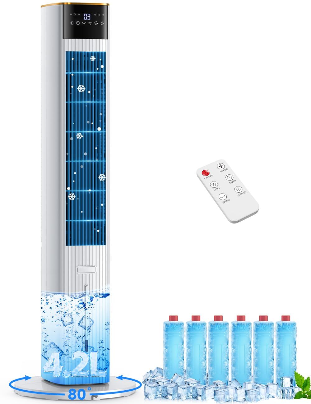 COASTY 冷風機 強力 人気 クーラー並みに涼しい【2026最強版1台6役 冷風扇 加湿器 アロマディフューザー】105cm縦型 4.2L着脱式水タンクメモリー＆アロマ機能付き LED液晶画面 リモコン5m遠隔操作 最大24H使用可能 1 c5f57d81