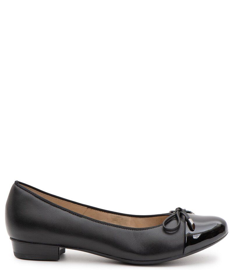 アラ レディース シューズ パンプス キャップ レザー ara Belinda Leather Cap Toe Bow Ballet Flats Black Leather ブラック