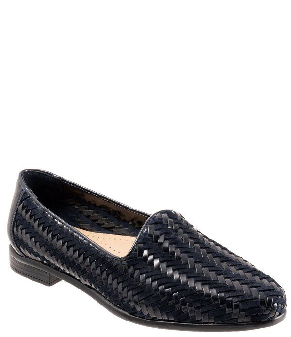 トロッターズ レディース シューズ パンプスエード レザー ローファー Trotters Liz III Woven Leather and Suede Loafers NavyNavy ネイビー