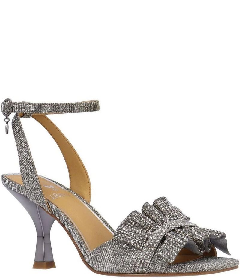 ジェイレニー レディース シューズ サンダル フリル アンクル J Renee Almita Glitter Rhinestone Ruffle Ankle Strap Dress Sandals P