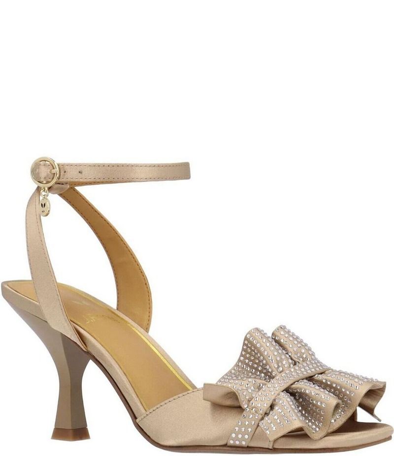 ジェイレニー レディース シューズ サンダル フリル サテン アンクル J Renee Almita Satin Rhinestone Ruffle Ankle Strap Dress Sandals