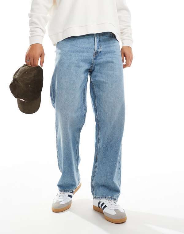 ジャック アンド ジョーンズ メンズ ボトムス デニムパンツ ヴィンテージ ジーンズ Jack Jones Alex baggy jeans in mid blue vintage wash Blue