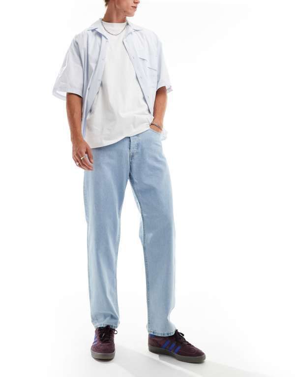ジャック アンド ジョーンズ メンズ ボトムス デニムパンツ ジーンズ Jack Jones Eddie loose fit jeans in light blue wash Blue denim デ