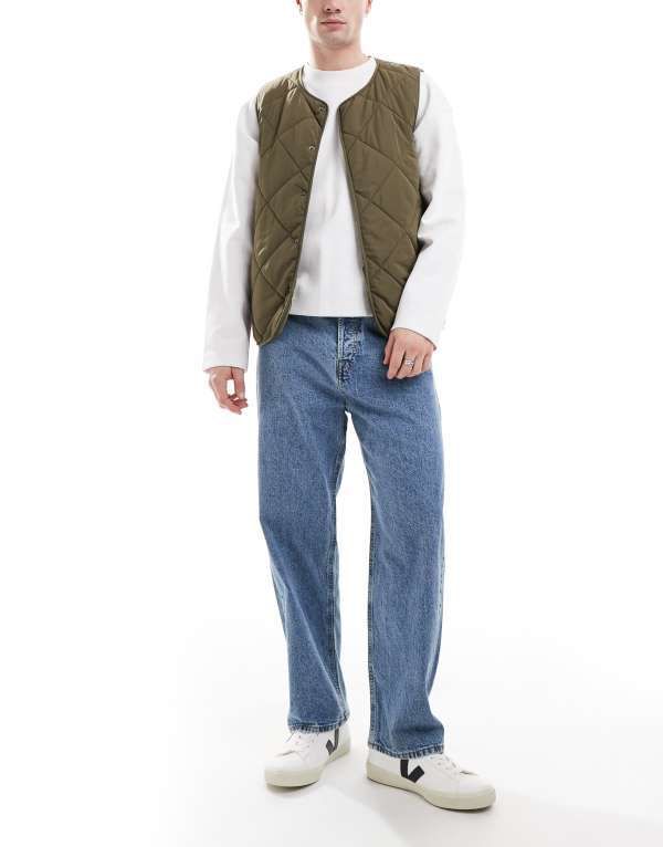 ジャック アンド ジョーンズ メンズ ボトムス デニムパンツ ジーンズ Jack Jones Alex baggy jeans in mid blue wash Blue Denim デニム