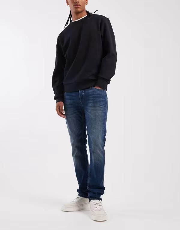 ジャック アンド ジョーンズ メンズ ボトムス デニムパンツ ジーンズ Jack Jones glenn slim jeans in mid Blue Denim デニム
