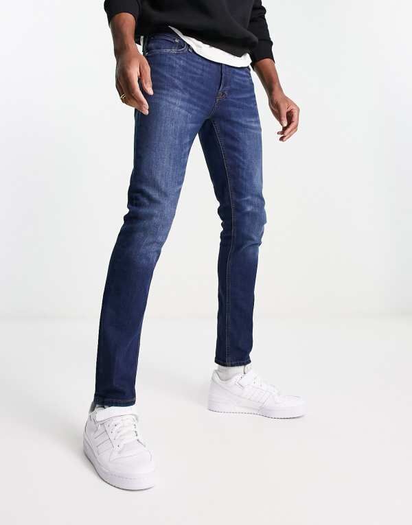ジャック アンド ジョーンズ メンズ ボトムス デニムパンツ スリムフィット Jack Jones Intelligence Liam slim fit jean in medium wash Blu