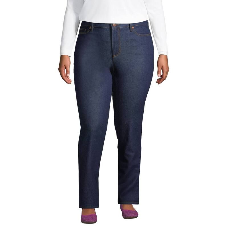 ランズエンド レディース ボトムス デニムパンツ プラスサイズ ジーンズ Plusize Lands End Recover StraightLeg Jeans Riverinse