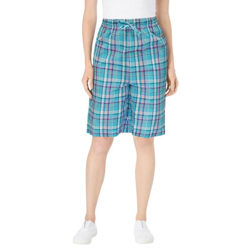 ウーマン ウィズイン レディース ボトムス ハーフパンツ・ショーツ プラスサイズ Woman Within Womens Plusize Seersucker Short Paradise Blue