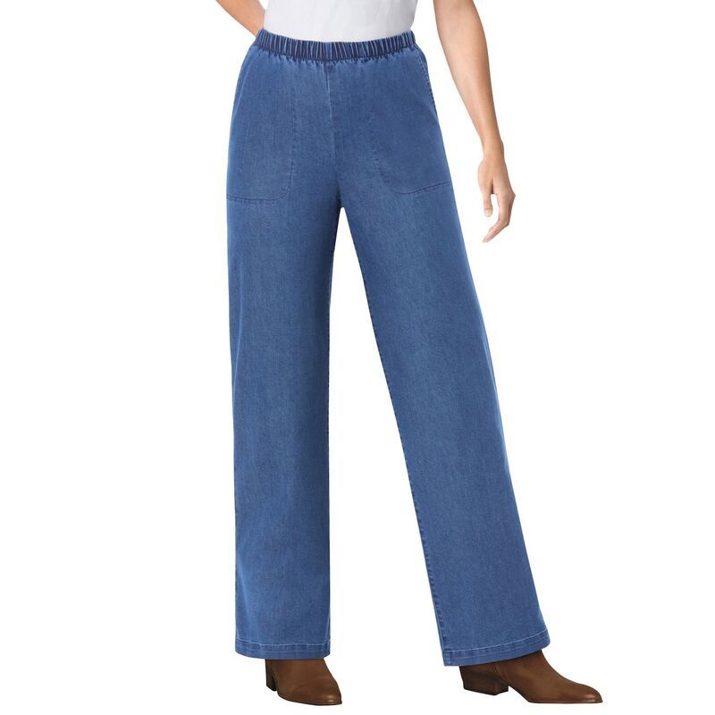 ウーマン ウィズイン レディース ボトムス デニムパンツ プラスサイズ トール ジーンズ Woman Within Plusize Tall Fineline Stretch Denim WideLe