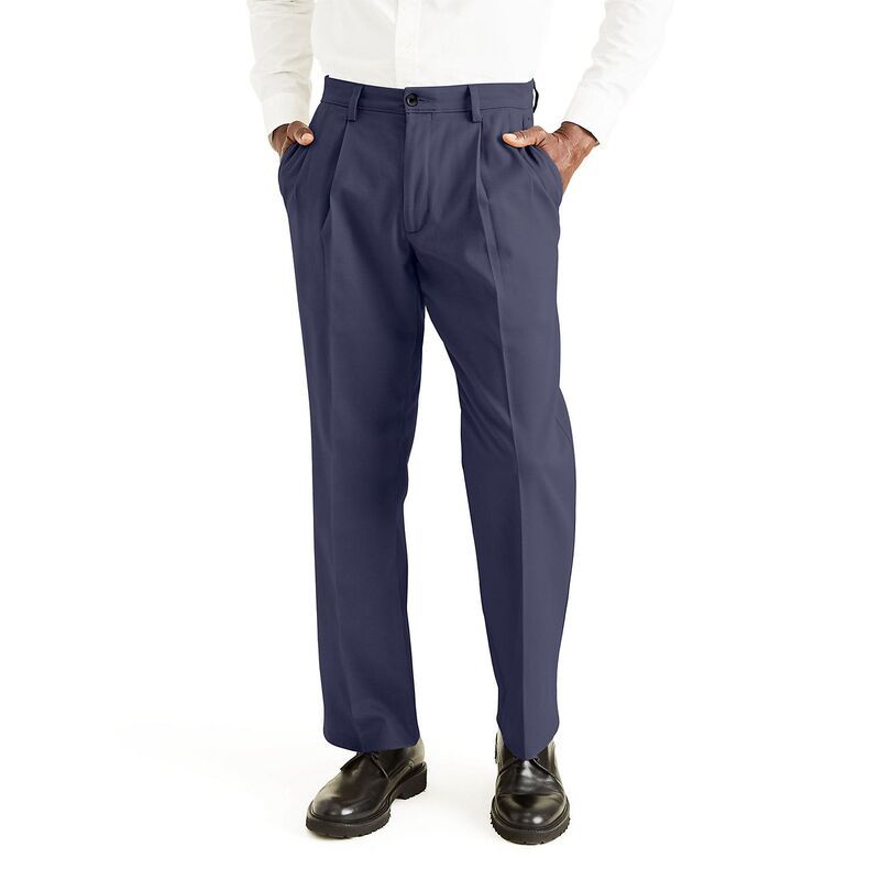 ドッカーズ メンズ ボトムス カジュアルパンツ プリーツ Mens Dockerstretch Easy Khaki ClassicFit Pleated Pants Dockers Navy ネイビ