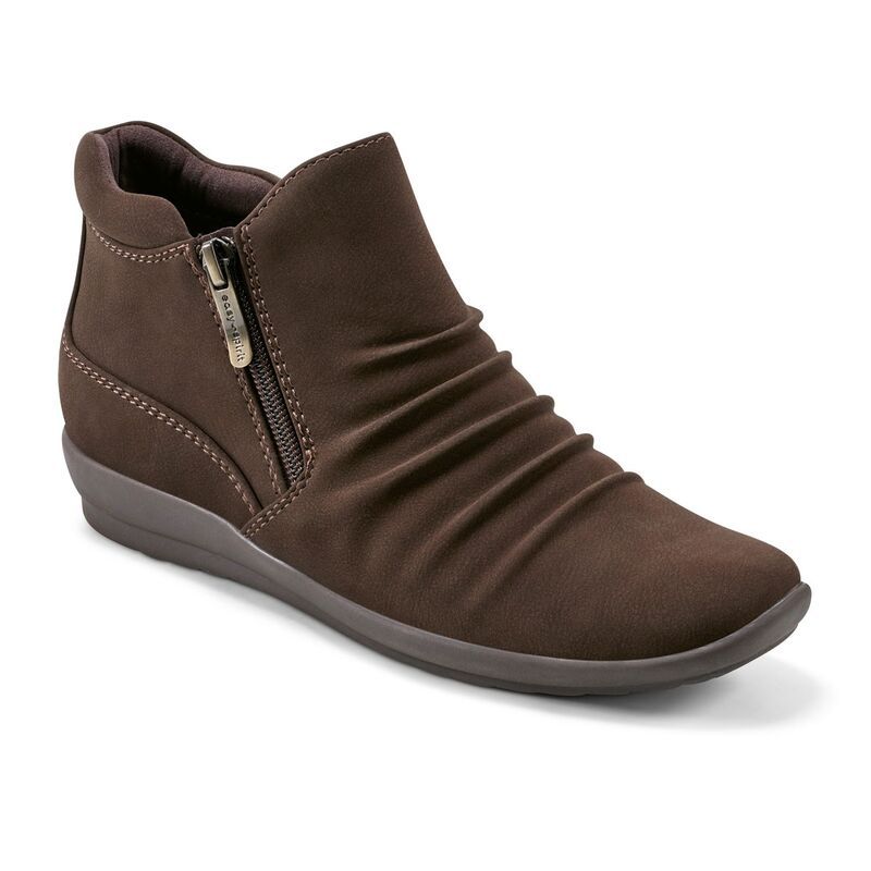 イージースピリット レディース シューズ ブーツ・レインブーツ ギャザー Easy Spirit Aleta Womens Ruched Wedge Booties Dark Brown ブラウン