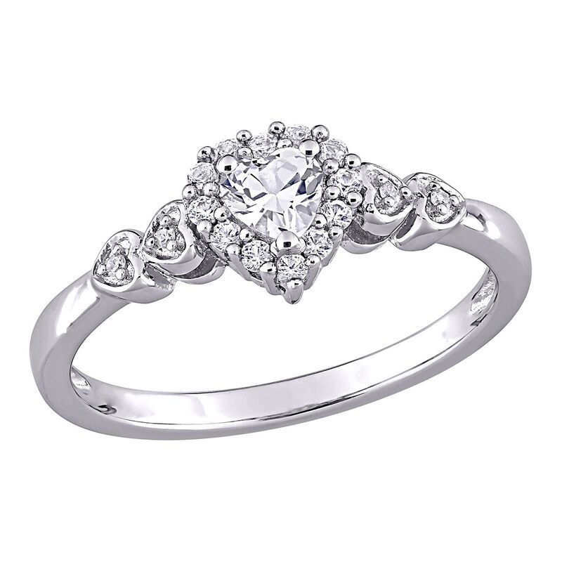 ステラ グレース レディース アクセサリー リング Stella Grace Sterling Silver Diamond Accent LabCreated White Sapphire Hear