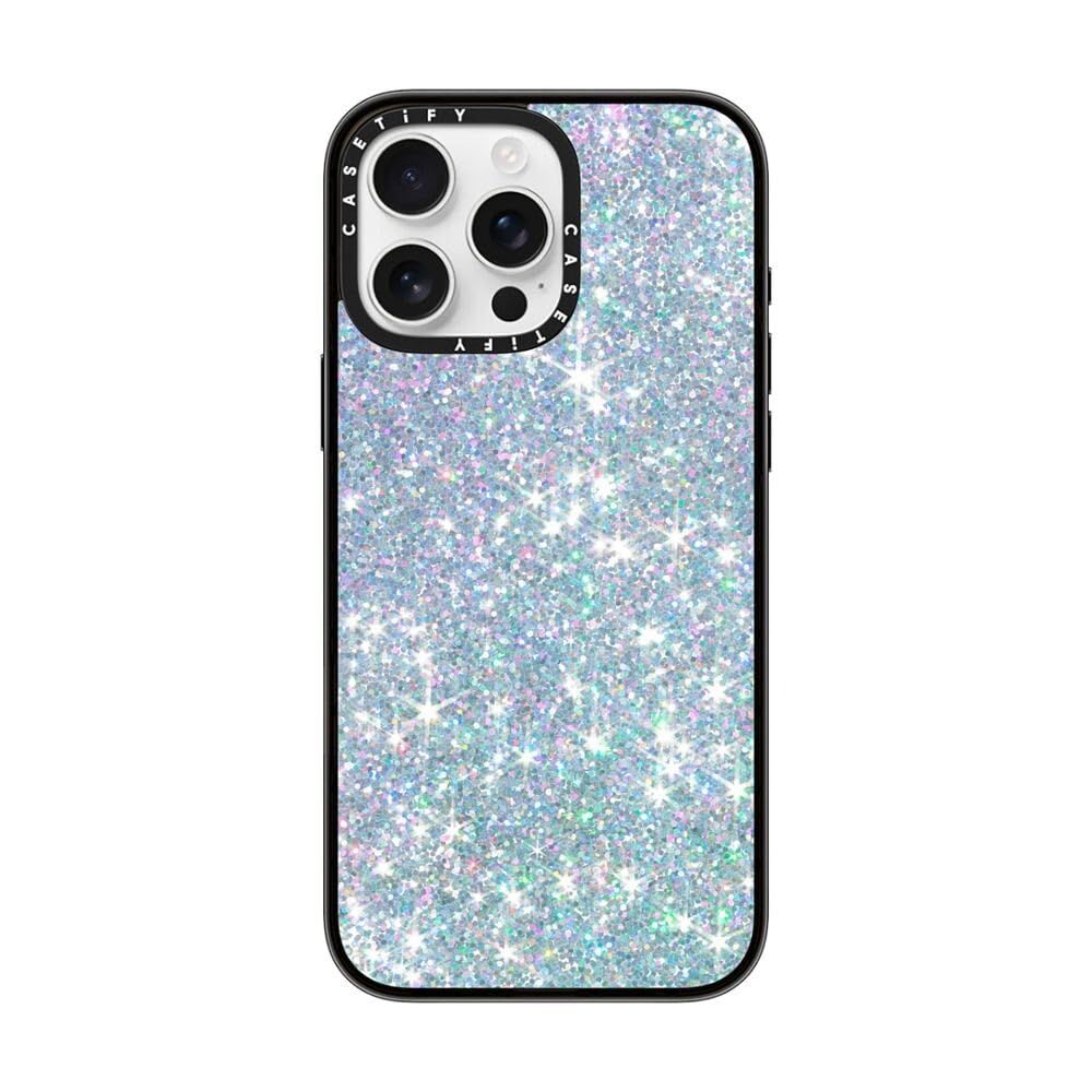 CASETiFY コンパクト iPhone 16 Pro Max ケース [薄型 軽量/耐衝撃/ワイヤレス充電に対応] - GLITTER DREAM - クリア ブラック