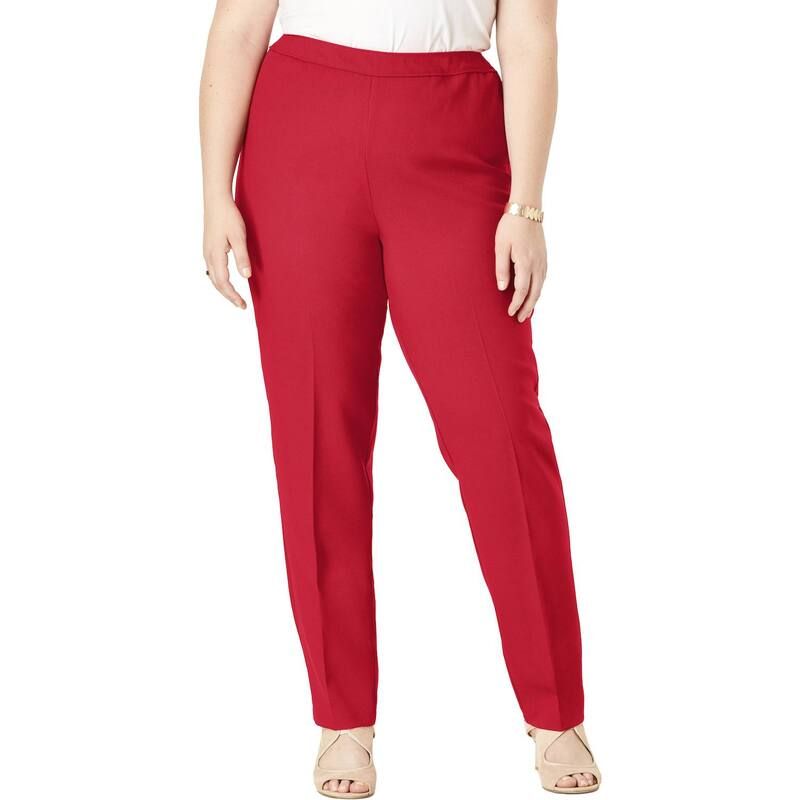 ロアマンズ レディース ボトムス カジュアルパンツ プラスサイズ トール Roamans Womens Plusize Tall Classic Bend Over Pant Vivid Red レッ