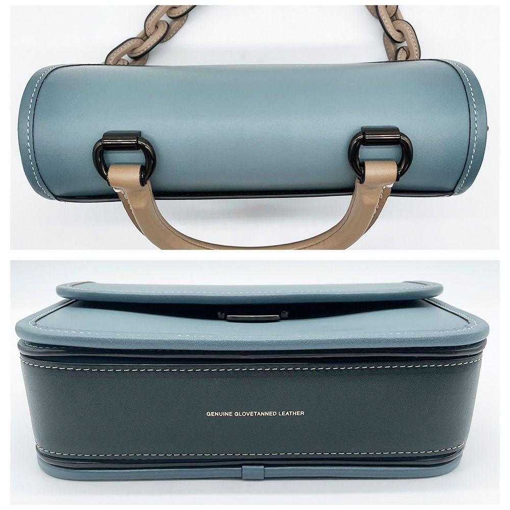 COACH 青 ハンドバッグ チェーンストラップ チェーン ネイビー（紺）系 