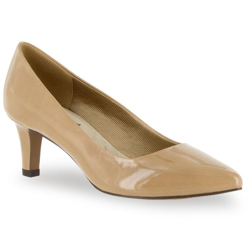 イージーストリート レディース シューズ パンプス ヒール Easy Street Pointe Womens Higheels Beige Patent ベージュ