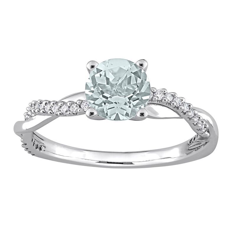 ステラ グレース レディース アクセサリー リング Stella Grace 14k White Gold Aquamarine 16 CaratW Diamond Crossover Engagem