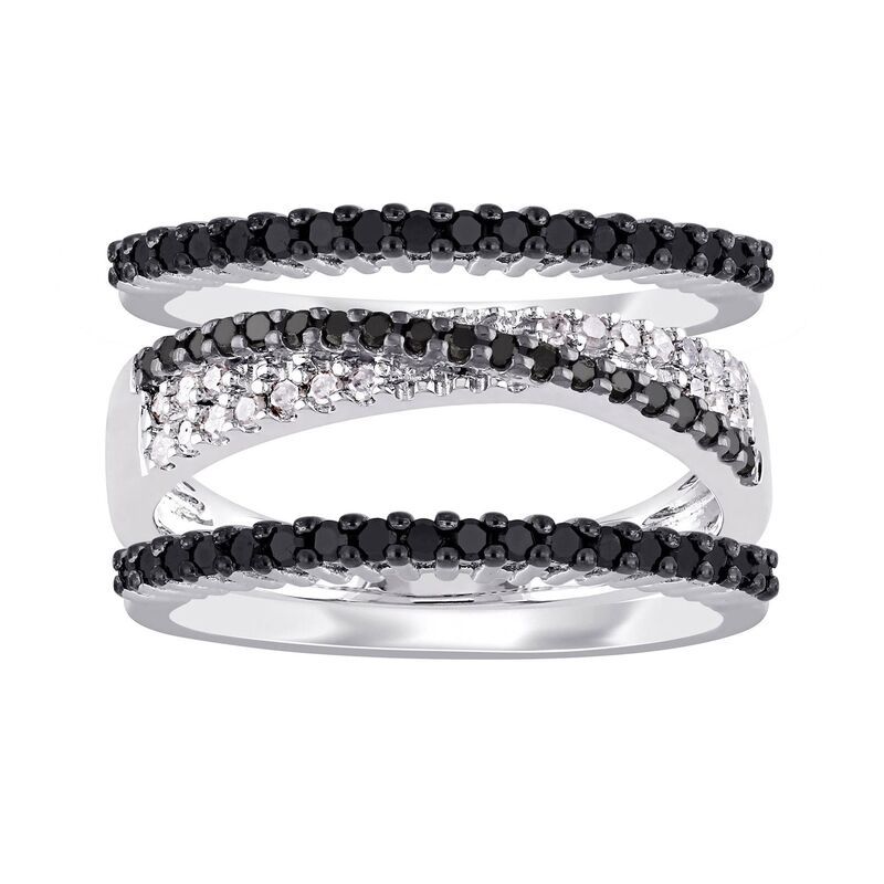 ステラ グレース レディース アクセサリー リング Stella Grace Sterling Silver 58 CaratW Black White Diamond Stack Ring Set