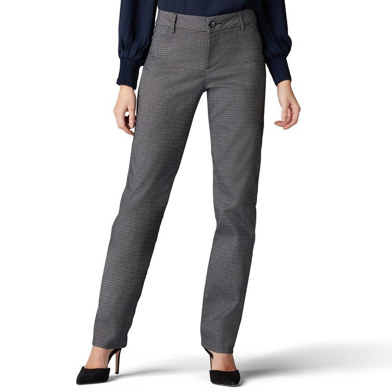 リー レディース ボトムス カジュアルパンツ リラックスフィット Womens LeeR WrinkleFree Relaxed Fit StraightLeg Pants Black White P