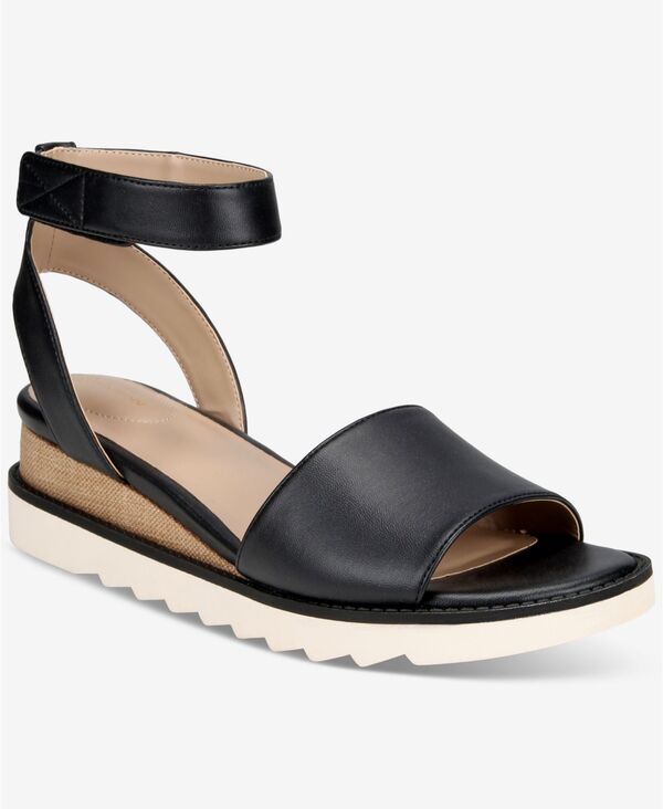 ジャーニ ベルニーニ レディース シューズ サンダル アンクル Giani Bernini Womens Constanciankle Strap Wedge Sandals Black Smooth
