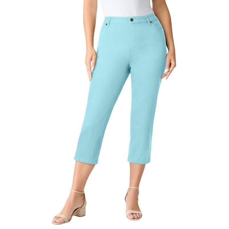 ロアマンズ レディース ボトムス カジュアルパンツ プラスサイズ キャップ Roamans Womens Plusize Classic Stretch Capri Jean Lighturq
